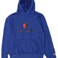 Maglione con cappuccio grafico da uomo Champion in poliestere blu medio