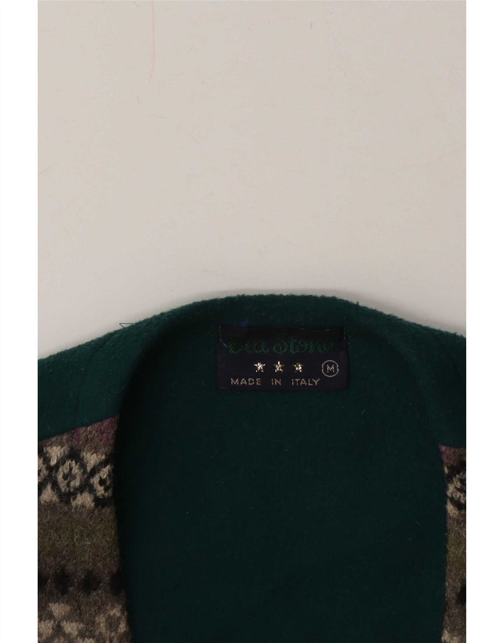 Gilet vintage da uomo verde medio Fair Isle