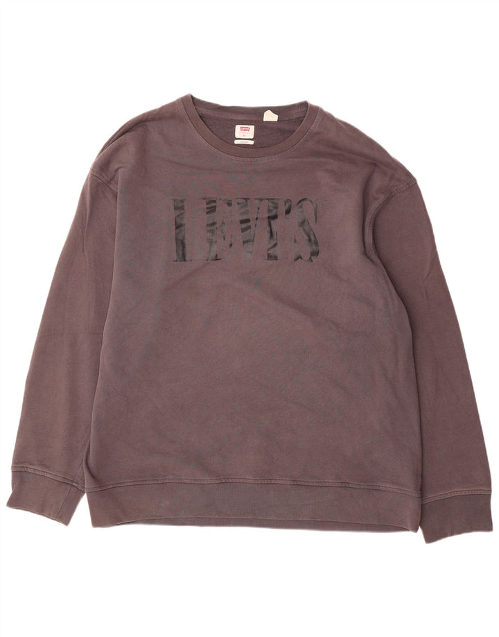 Levi's Uomo Felpa con grafica rilassata Maglione XL Cotone grigio
