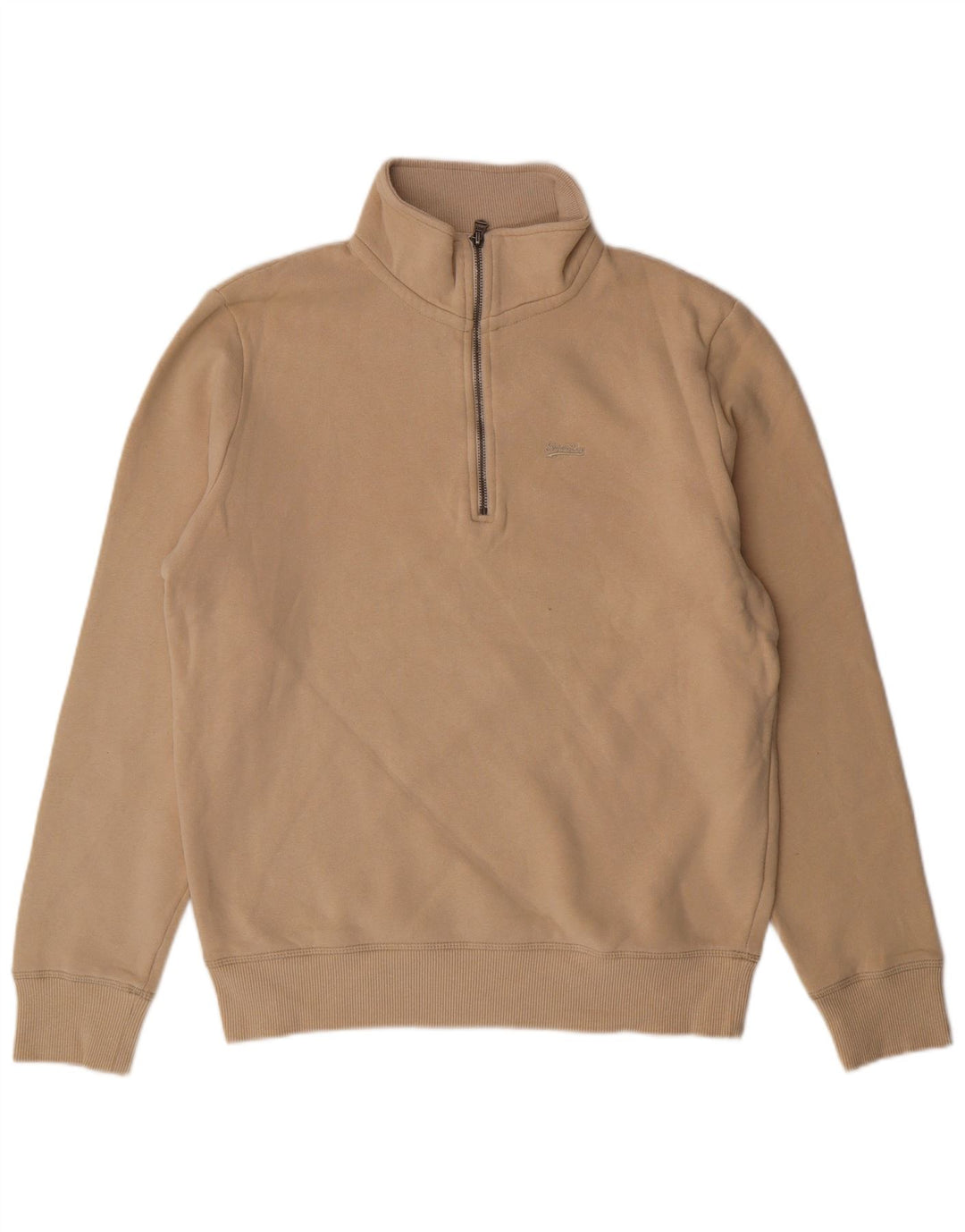 Felpa da uomo con zip e collo SUPERDRY, grande, in cotone beige