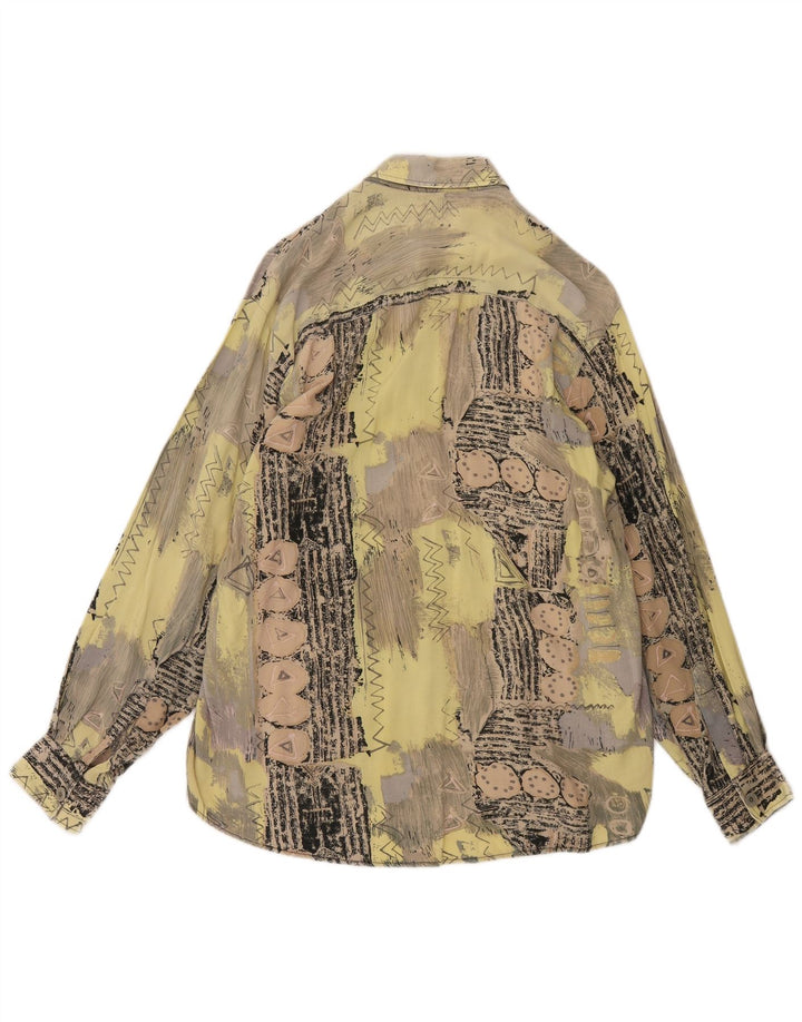 VINTAGE Mens Shirt Medium Yellow Geometric