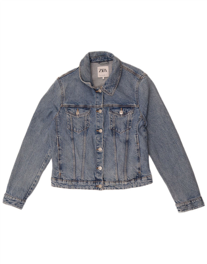 Giacca in denim da donna Zara UK 14 grande cotone blu