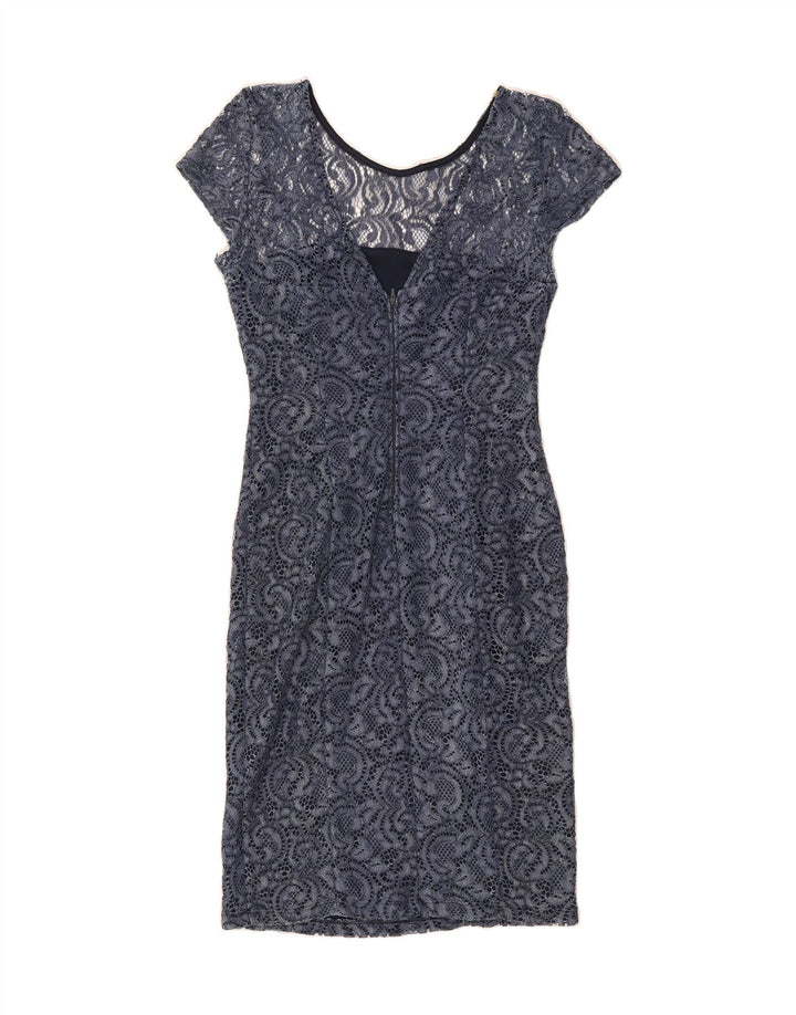 SANDRO FERRONE Womens Sheath Dress IT 44 Medium Navy Blue Paisley Vintage Sandro Ferrone and Second-Hand Sandro Ferrone from Messina Hembry 