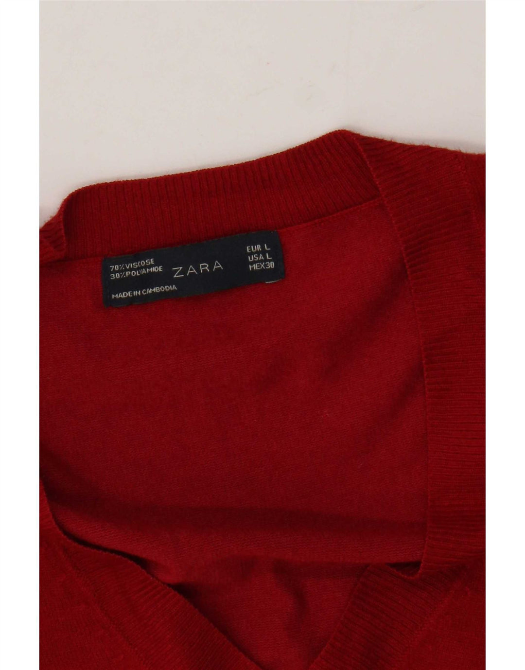 Maglione Zara da donna con scollo a V UK 16 grande viscosa rossa