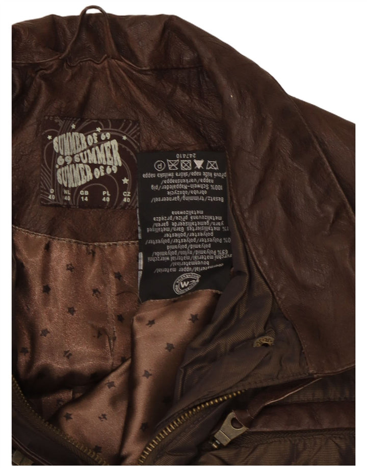 Giacca utility da donna vintage UK 14 poliammide marrone medio