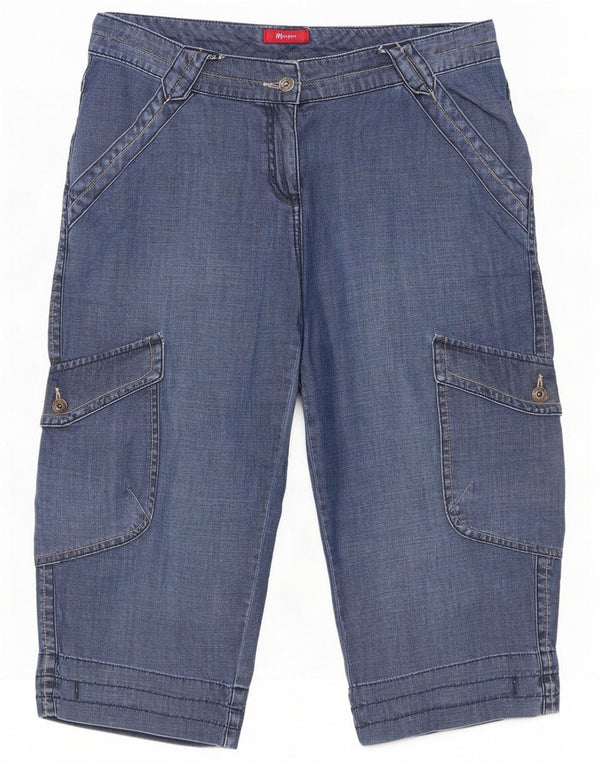 Pantaloncini cargo in denim da donna Monsoon UK 14 Medium W34 L20 Cotone blu