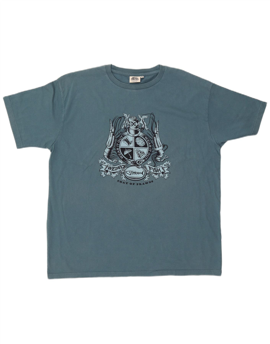 WEIRD FISH T-shirt grafica da uomo Top XL in cotone blu