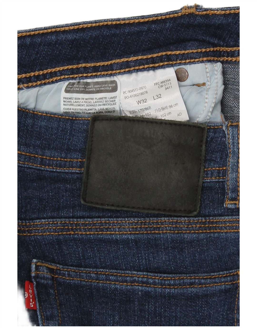 Jeans slim da uomo Levi's W32 L27 cotone blu navy