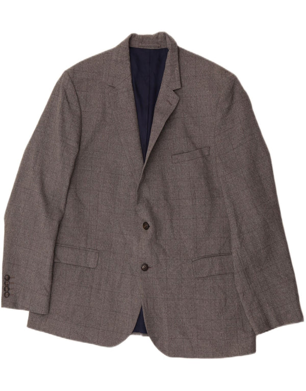 Giacca blazer a 2 bottoni Marks & Spencer da uomo UK 46 XL poliestere a quadri grigio