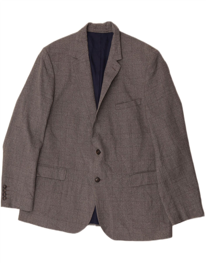 Giacca blazer a 2 bottoni Marks & Spencer da uomo UK 46 XL poliestere a quadri grigio