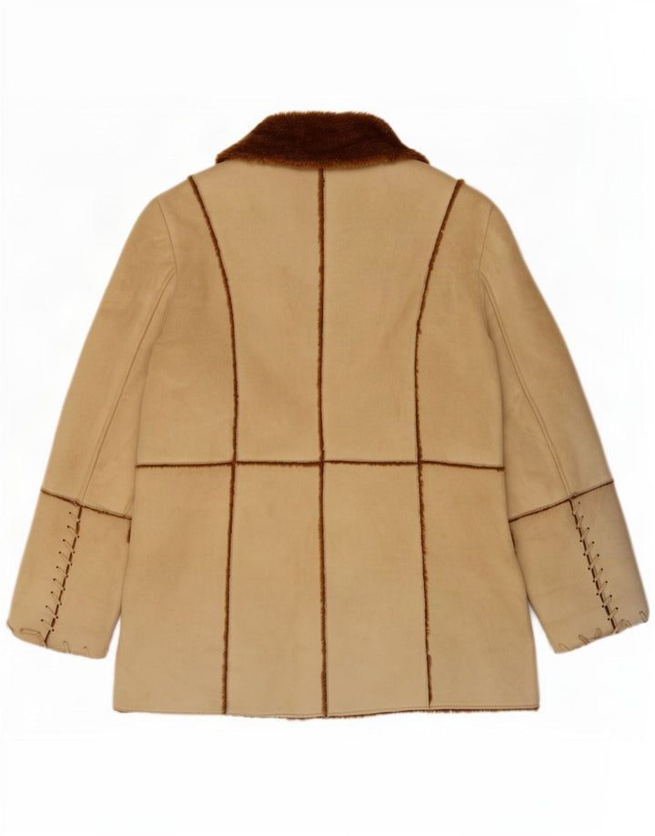 Giacca sherpa da donna vintage EU 46 XL Poliestere beige