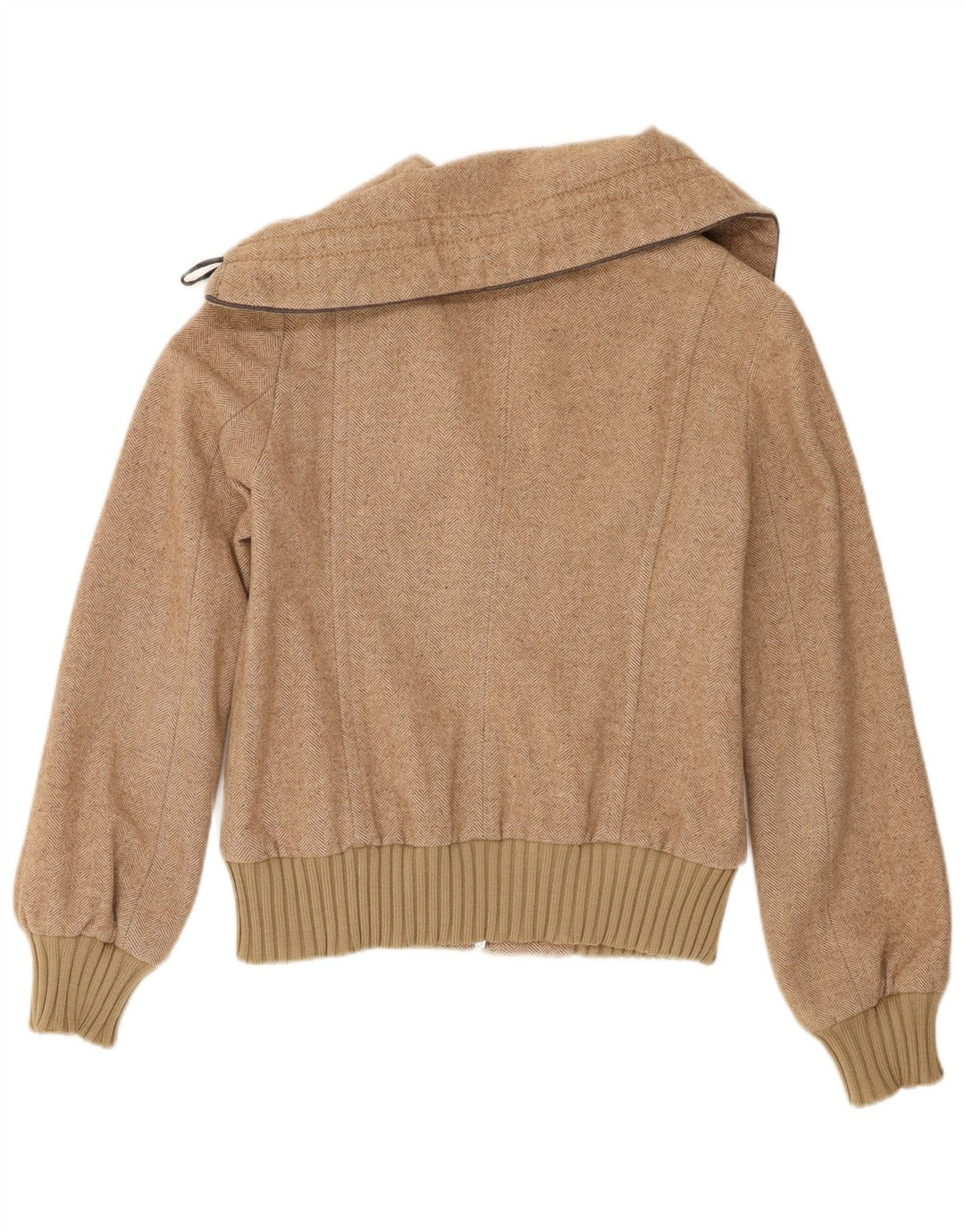Giubbotto Bomber Donna Sisley IT 42 Lana Spinata Beige Medio