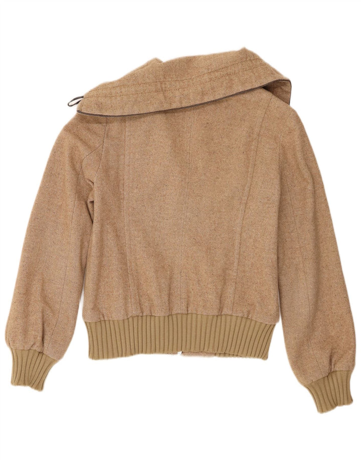Giubbotto Bomber Donna Sisley IT 42 Lana Spinata Beige Medio