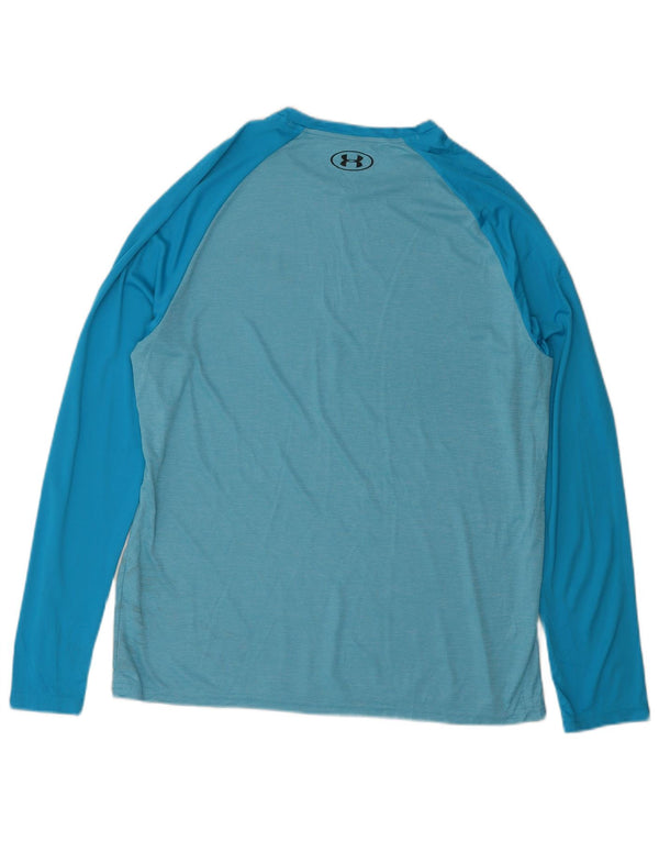 Maglia UNDER ARMOUR da uomo a maniche lunghe, grande, in poliestere color block blu
