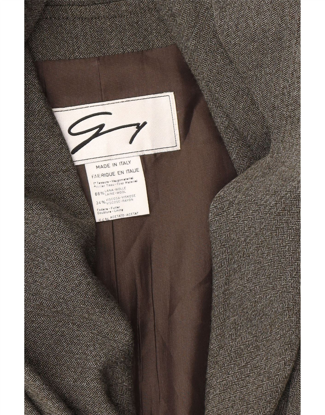 Giacca blazer a 3 bottoni da donna Genny UK 14 Lana a spina di pesce grigio medio