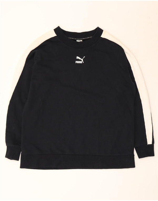 Felpa da uomo Puma Maglia media nera in cotone color block