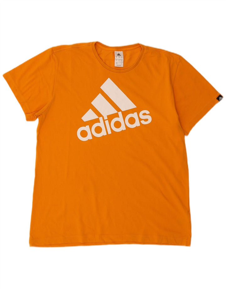 T-shirt grafica da uomo Adidas Top in cotone arancione medio