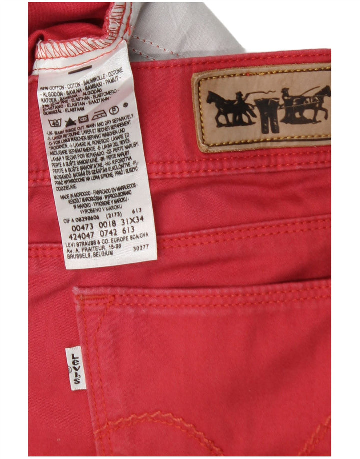 LEVI'S Donna 473 Pantaloni skinny casual W31 L34 Cotone rosso