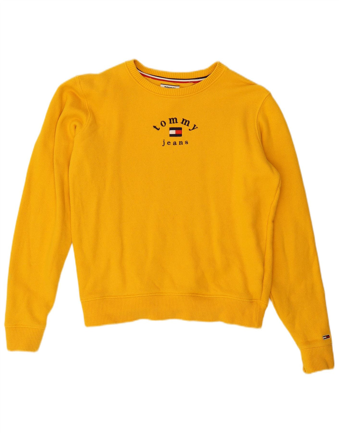 TOMMY HILFIGER Felpa oversize da donna Maglione UK 10 Piccolo Giallo