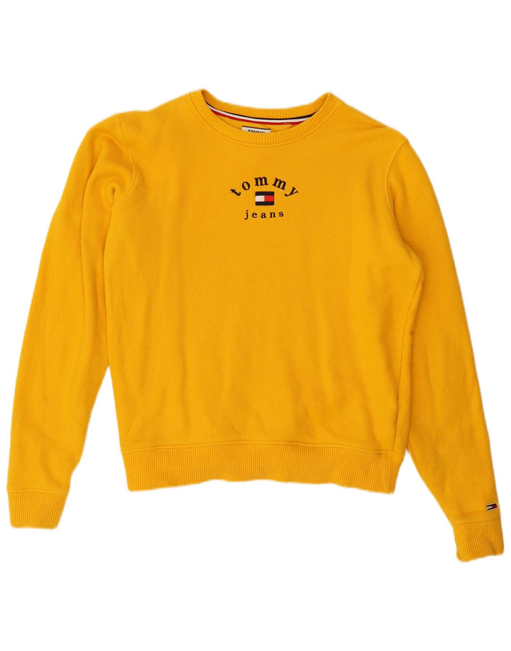 TOMMY HILFIGER Felpa oversize da donna Maglione UK 10 Piccolo Giallo