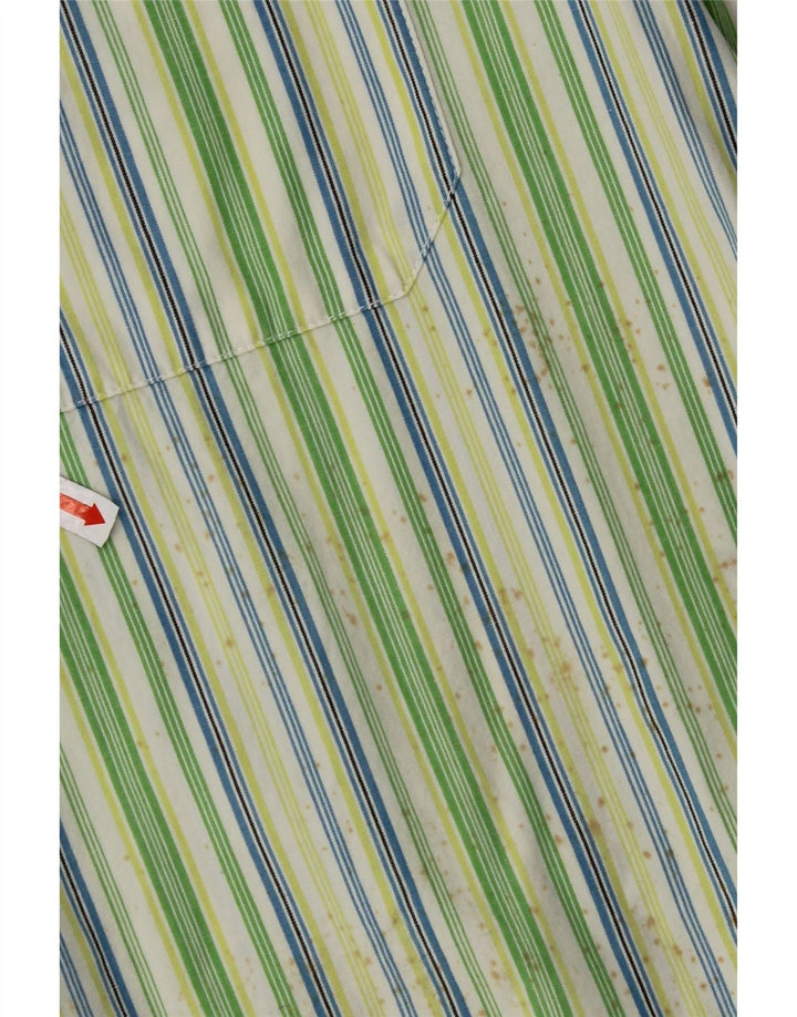 INVICTA Mens Short Sleeve Shirt Large Green Striped Cotton