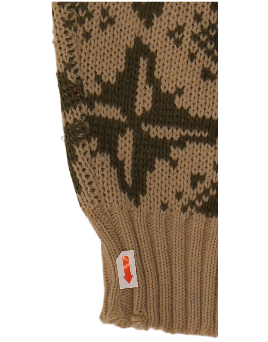 Maglione da donna VINTAGE con scollo a barca IT 46 Large Beige geometrico