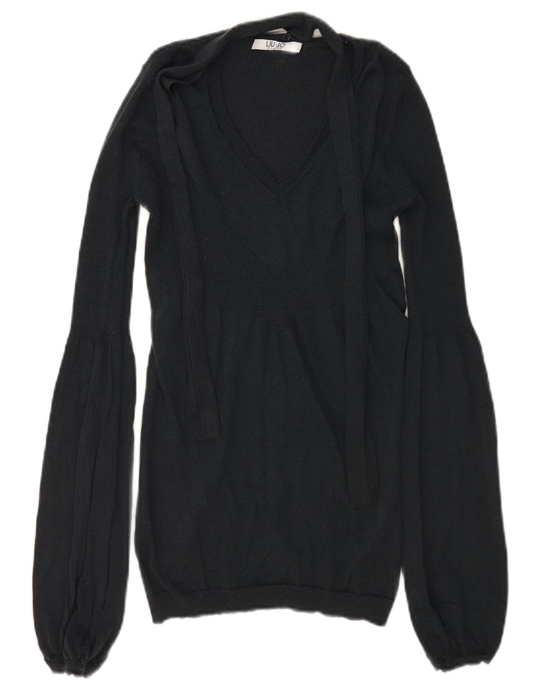 Maglione da donna Liu Jo con scollo a V e cravatta sul davanti UK 10 piccolo in lana nera