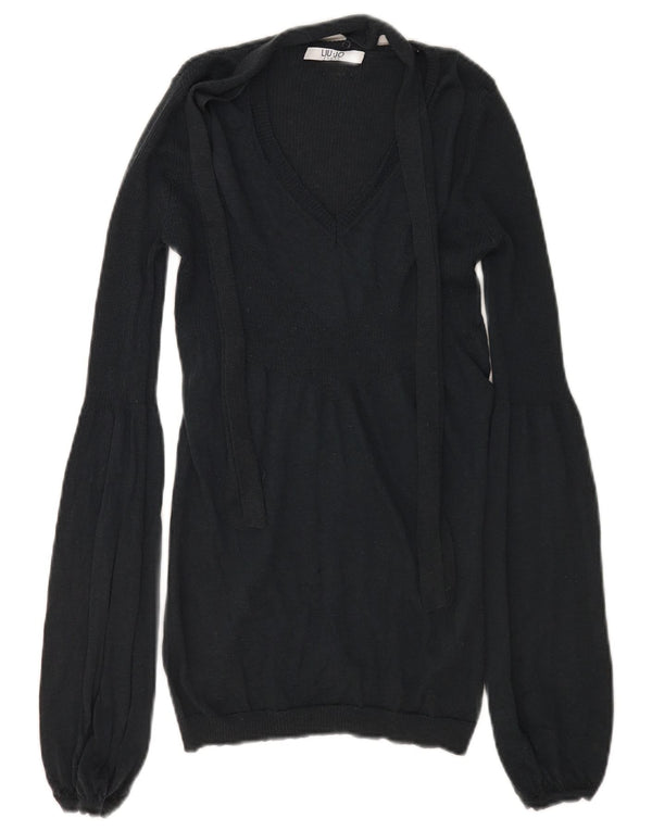 Maglione da donna Liu Jo con scollo a V e cravatta sul davanti UK 10 piccolo in lana nera
