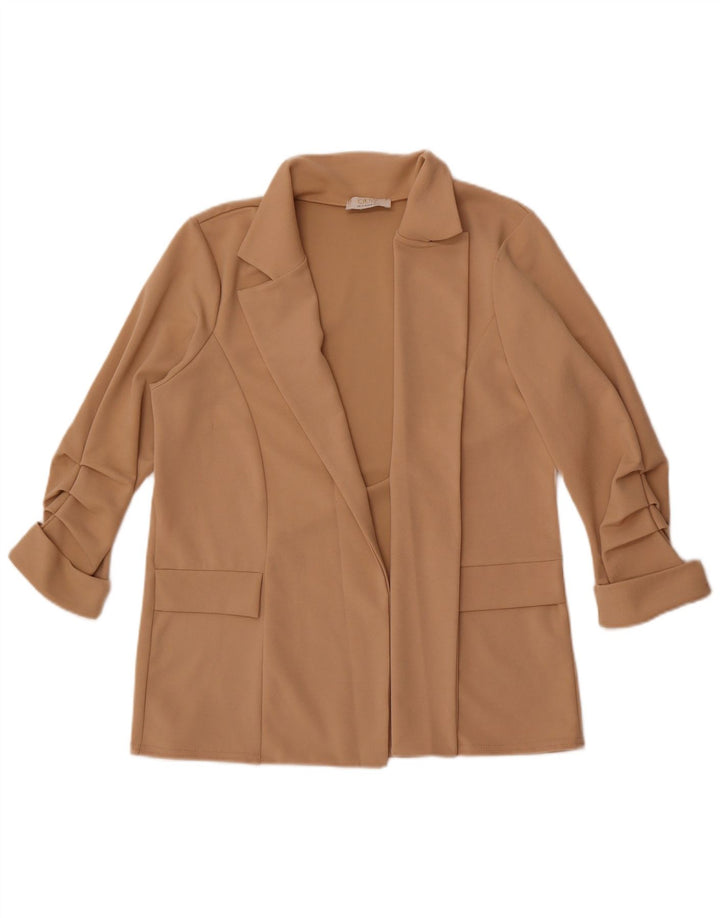 Giacca blazer aperta da donna con maniche a 3/4 Quiz UK 12 Poliestere beige medio