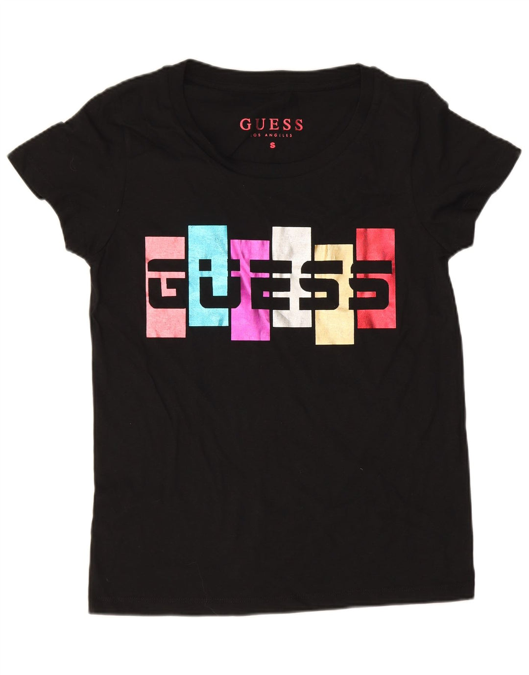 Guess T-shirt grafica da donna Top UK 10 Small Nera