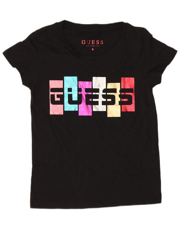 Guess T-shirt grafica da donna Top UK 10 Small Nera