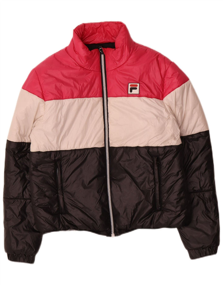 Giacca imbottita da donna Fila UK 16 grande poliestere colorblock multicolore