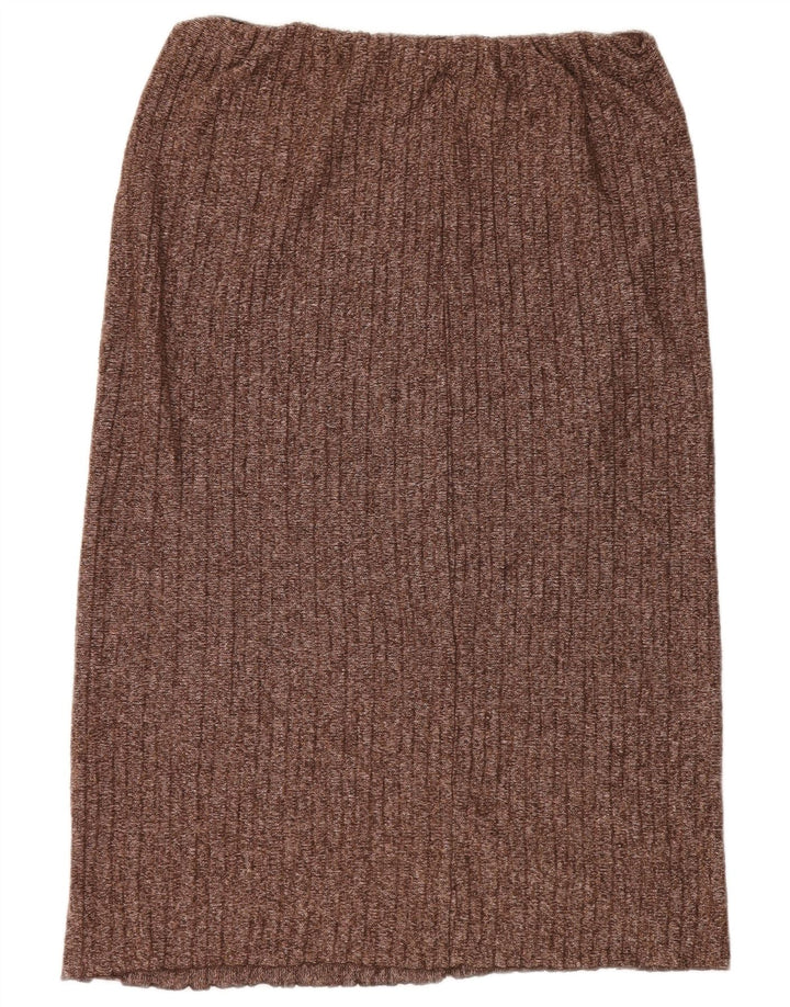 Gonna dritta in maglia da donna Zara grande W30 poliestere screziato marrone