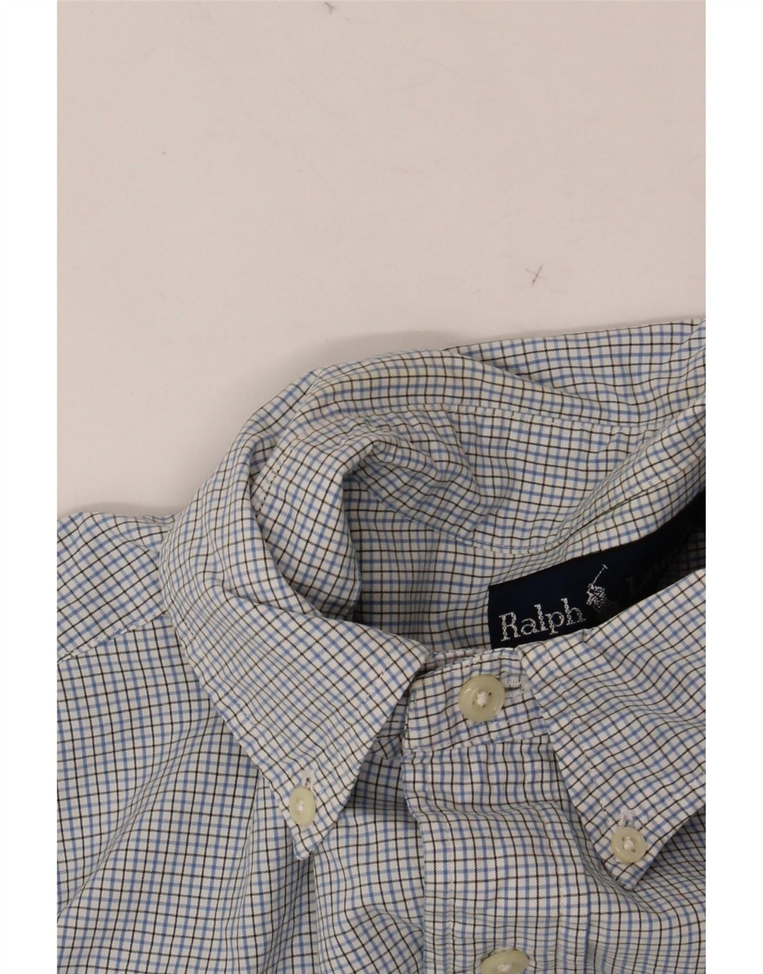 RALPH LAUREN Camicia da uomo taglia 15 1/2 cotone a quadretti blu medio