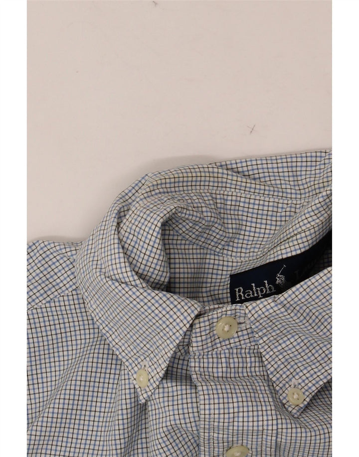 RALPH LAUREN Camicia da uomo taglia 15 1/2 cotone a quadretti blu medio