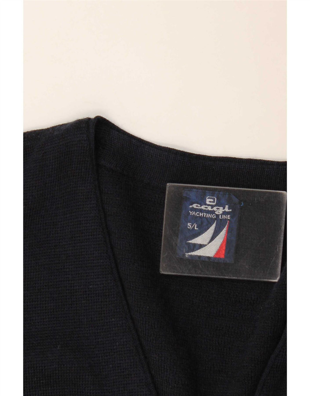 Maglione cardigan ampio da uomo Cagi in lana blu navy grande