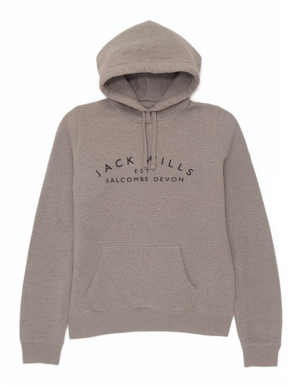 Maglione con cappuccio grafico da donna Jack Wills UK 10 piccolo cotone chiazzato grigio