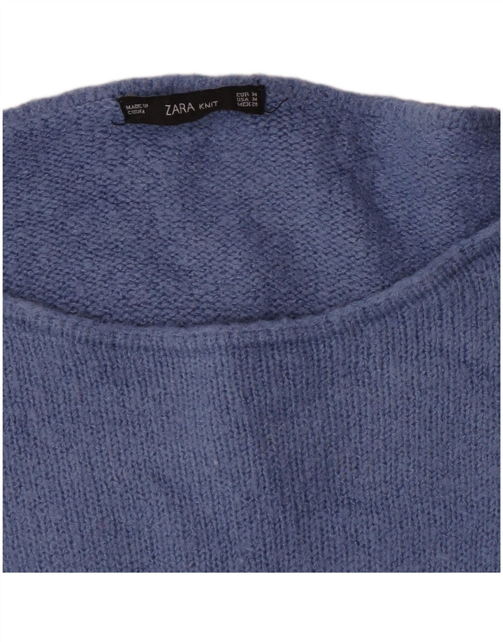 Maglione maglione con scollo a barca da donna Zara UK 14 Blu medio