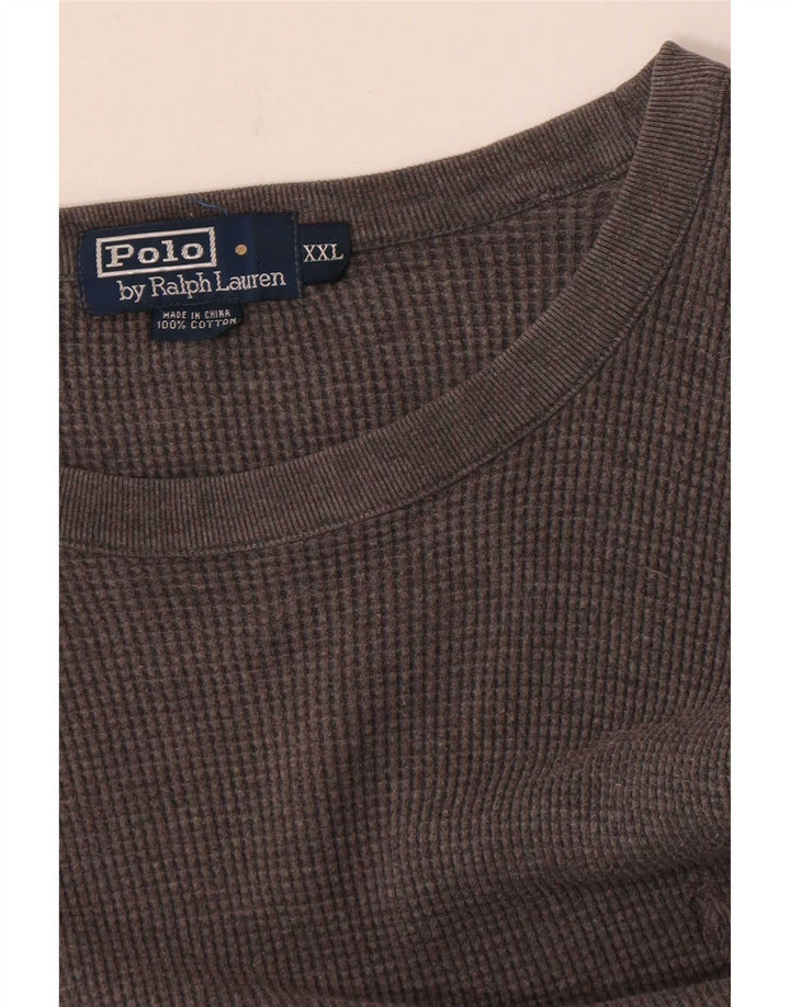 Polo Ralph Lauren Top da uomo a maniche lunghe 2XL in cotone grigio