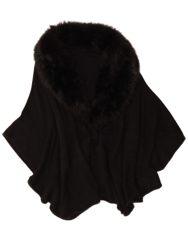 Cappotto poncho vintage da donna, taglia unica, nero