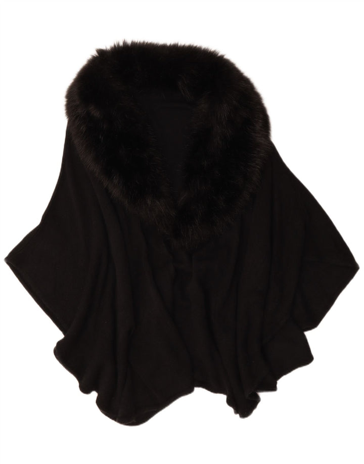Cappotto poncho vintage da donna, taglia unica, nero