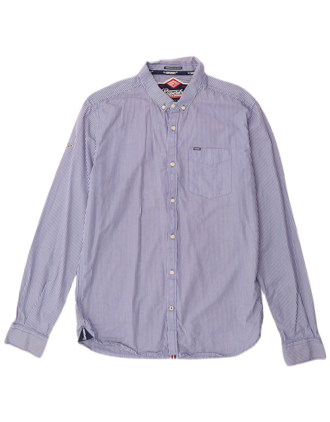 Camicia da uomo Superdry XL in cotone gessato blu