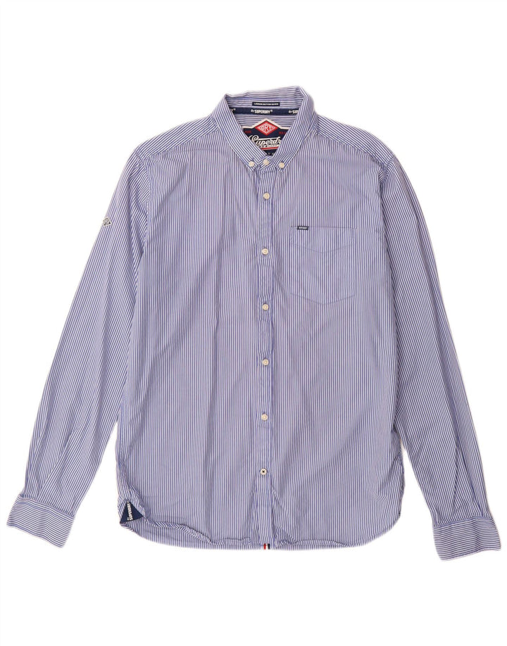 Camicia da uomo Superdry XL in cotone gessato blu