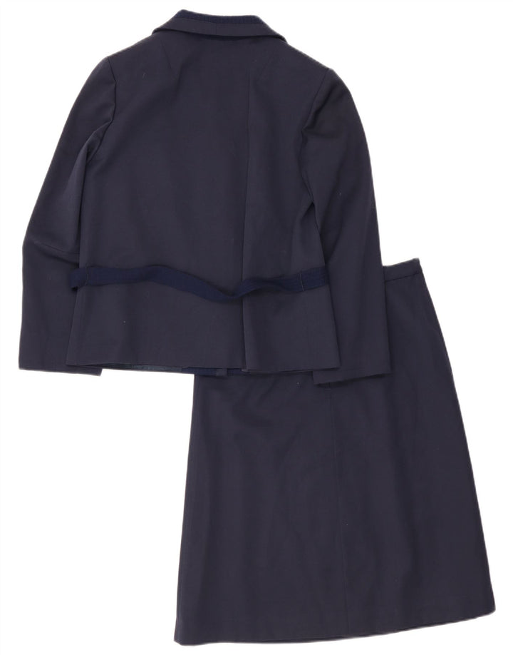 Set gonna vintage da donna a 2 bottoni UK 12 medio W26 blu navy