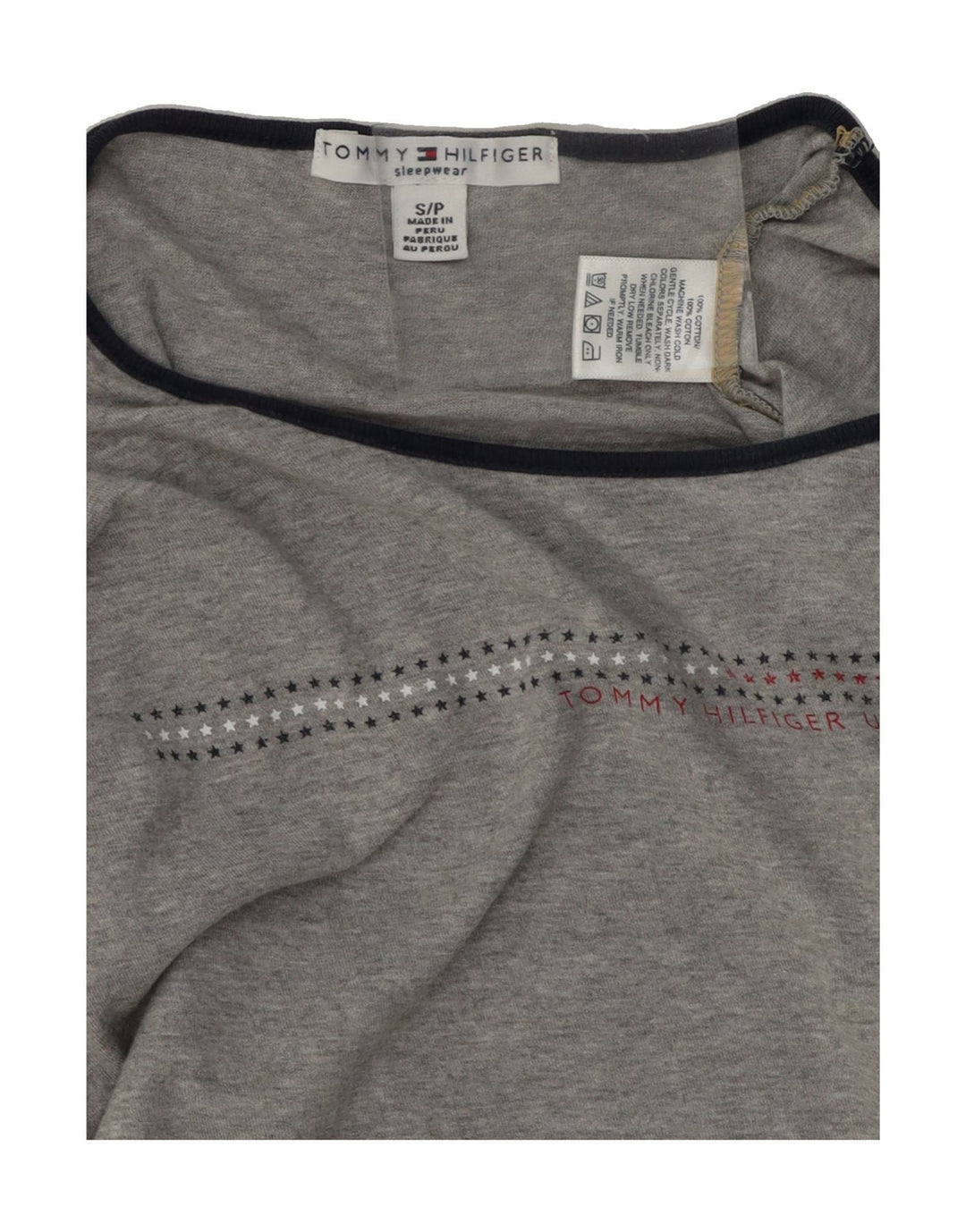 TOMMY HILFIGER Womens Oversized Top Long Sleeve UK 10 Small Grey Cotton Vintage Tommy Hilfiger and Second-Hand Tommy Hilfiger from Messina Hembry 