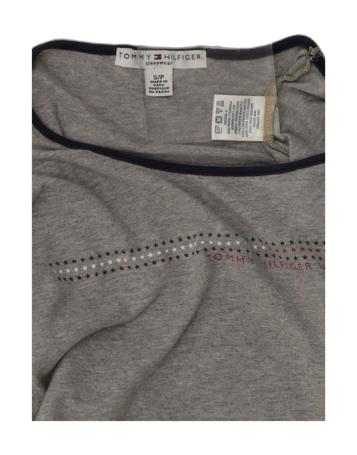 TOMMY HILFIGER Womens Oversized Top Long Sleeve UK 10 Small Grey Cotton Vintage Tommy Hilfiger and Second-Hand Tommy Hilfiger from Messina Hembry 