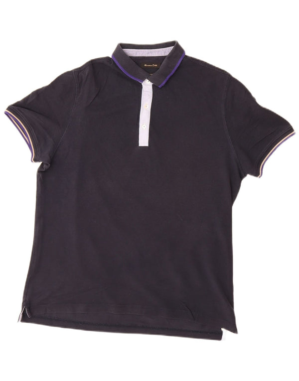 Polo da uomo MASSIMO DUTTI XL in cotone blu navy