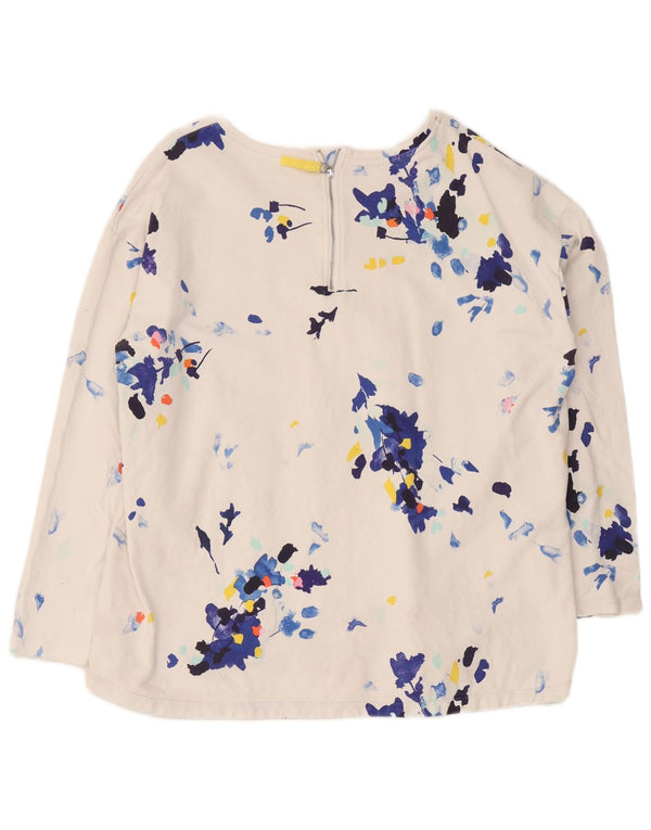 Joules Top da donna a maniche lunghe UK 20 2XL Cotone floreale bianco