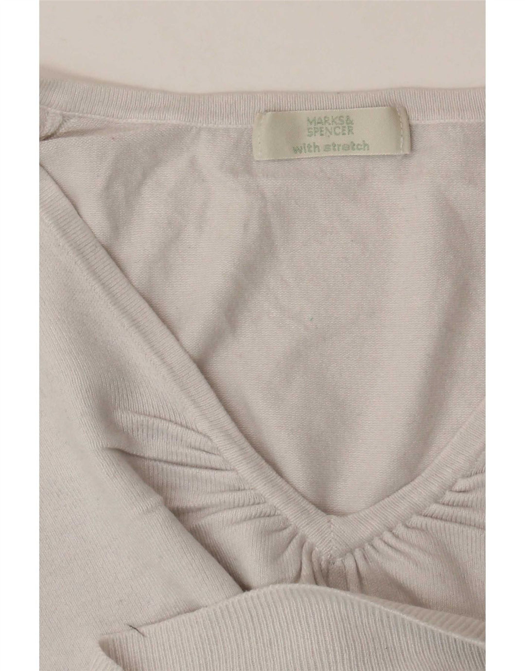 Maglione da donna Marks & Spencer con maniche a 3/4 e scollo a V UK 14 Medio Bianco