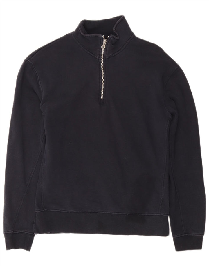 Felpa Zara da donna con collo con zip, maglione, UK 10, piccola, blu navy